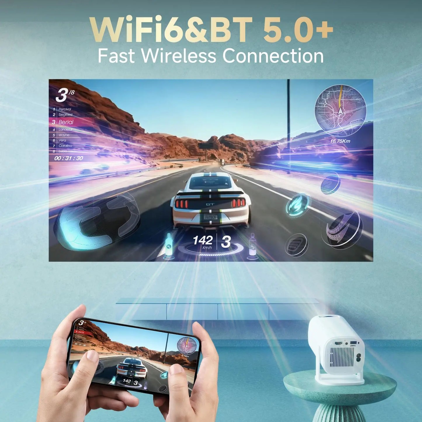 Mini Proyector Portátil P30Pro | Android 14, WiFi & Bluetooth | Compatible 4K HD | Cine en Casa y Exterior