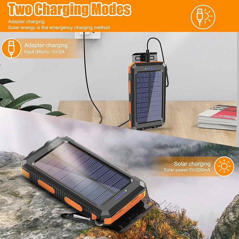 Power Bank Solar 80.000mAh | Batería Externa Portátil con Carga Rápida y Linterna LED