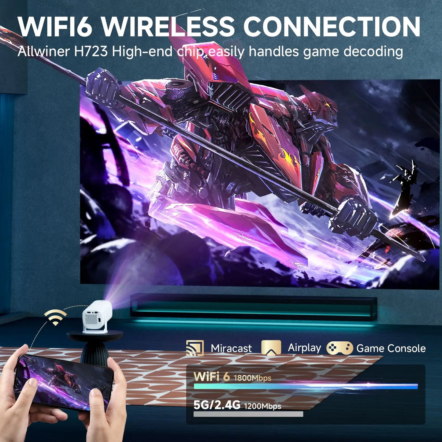 Mini Proyector Portátil P30Pro | Android 14, WiFi & Bluetooth | Compatible 4K HD | Cine en Casa y Exterior