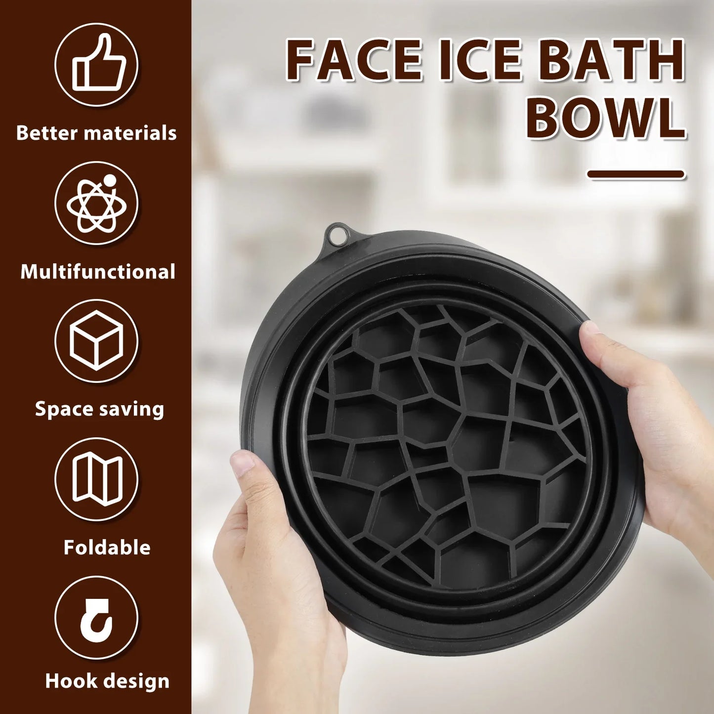 Cuenco de Hielo Facial Plegable-
Terapia Refrescante para el Cuidado de la Piel a Diario