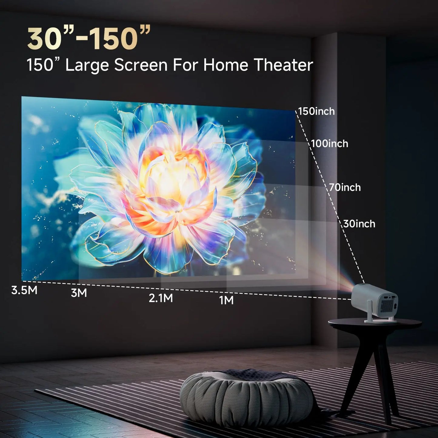 Mini Proyector Portátil P30Pro | Android 14, WiFi & Bluetooth | Compatible 4K HD | Cine en Casa y Exterior