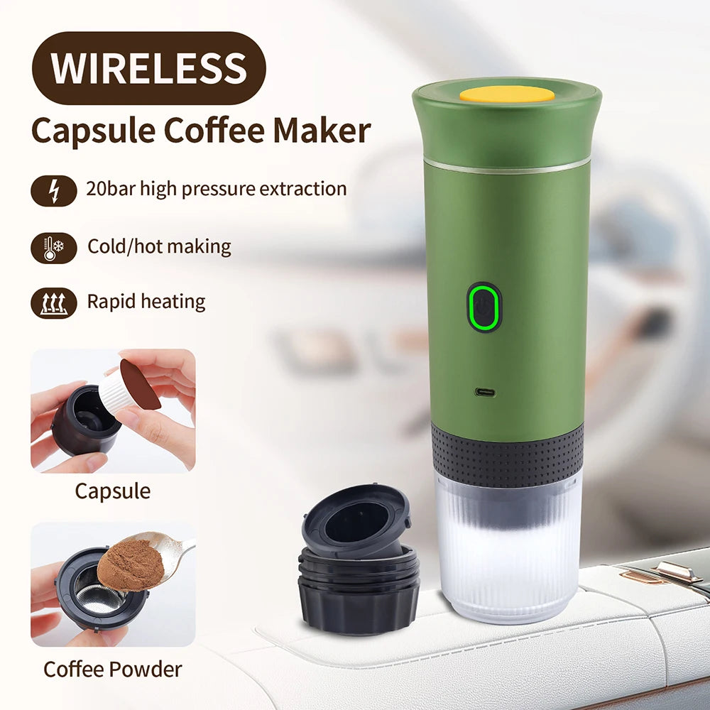 Cafetera Espresso Portátil 3 en 1 | Compatible con Cápsulas y Café Molido | Ideal para Viajes, Oficina y Uso Diario