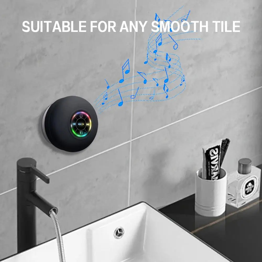 Altavoz Bluetooth Impermeable con Ventosa y Luces LED – Ideal para Ducha, Viajes y Exterior