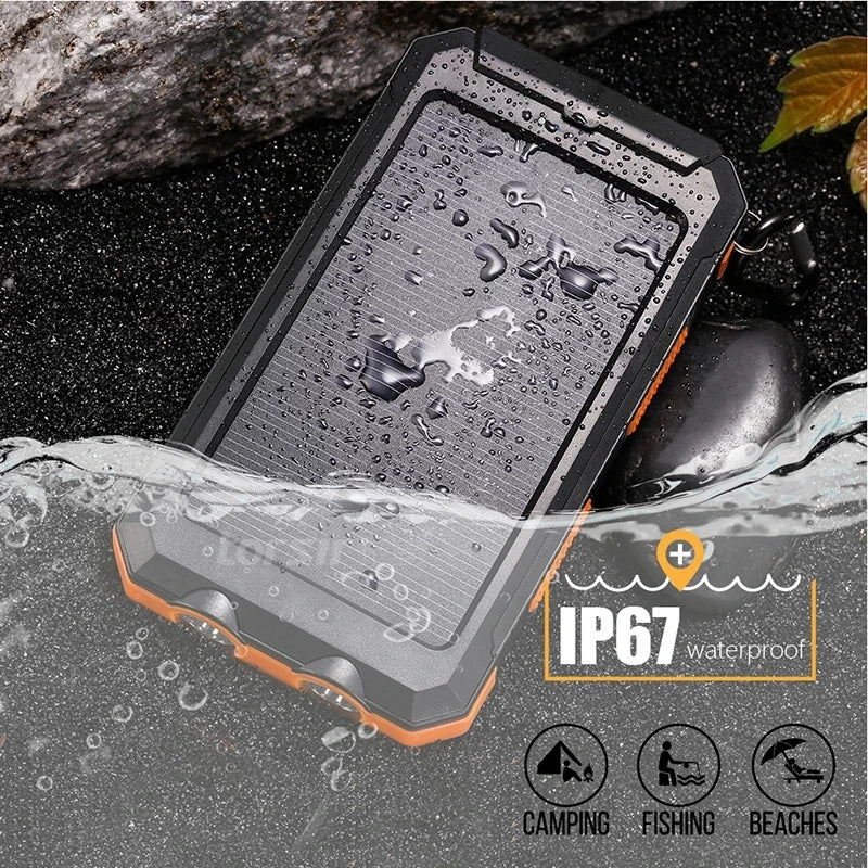 Power Bank Solar 80.000mAh | Batería Externa Portátil con Carga Rápida y Linterna LED