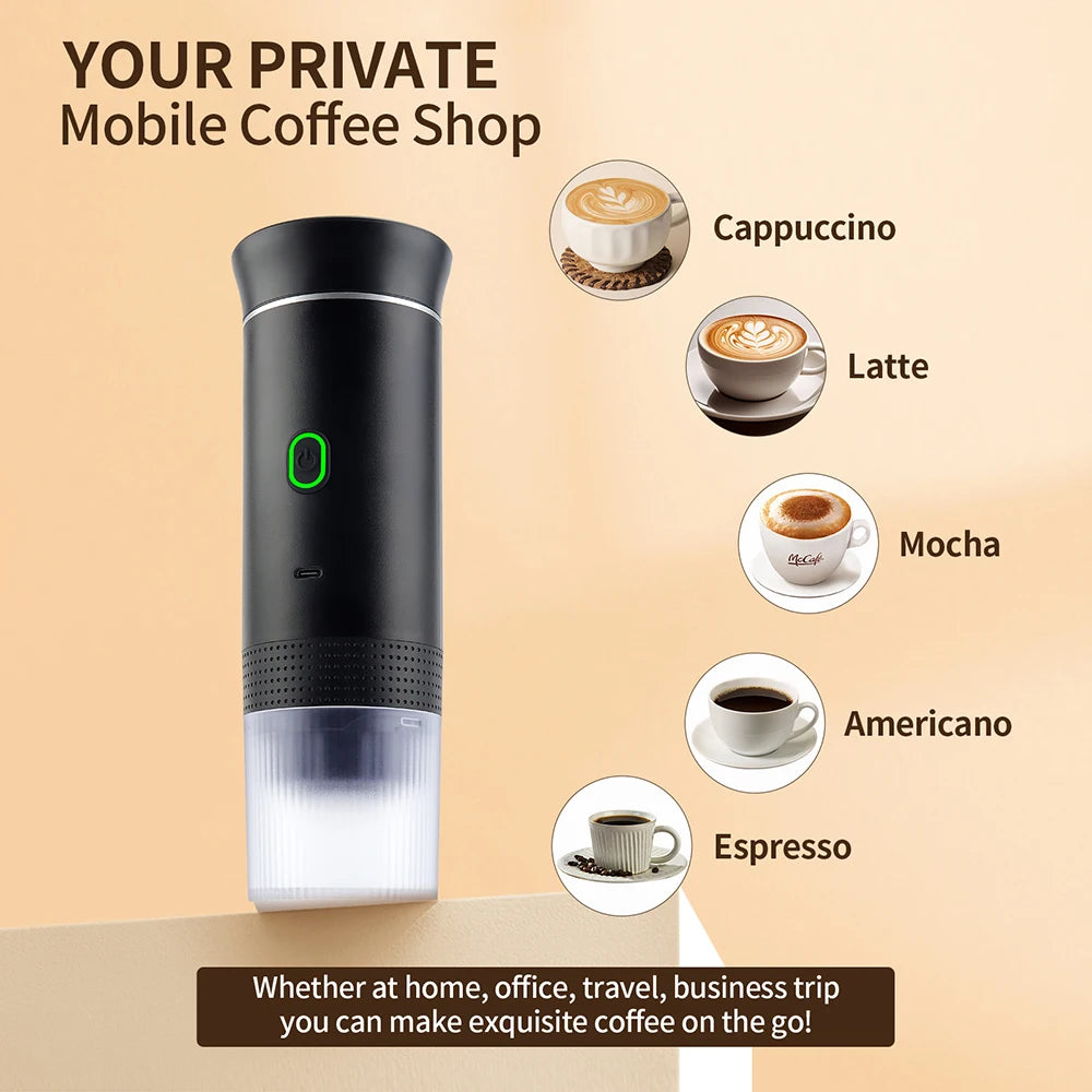 Cafetera Espresso Portátil 3 en 1 | Compatible con Cápsulas y Café Molido | Ideal para Viajes, Oficina y Uso Diario