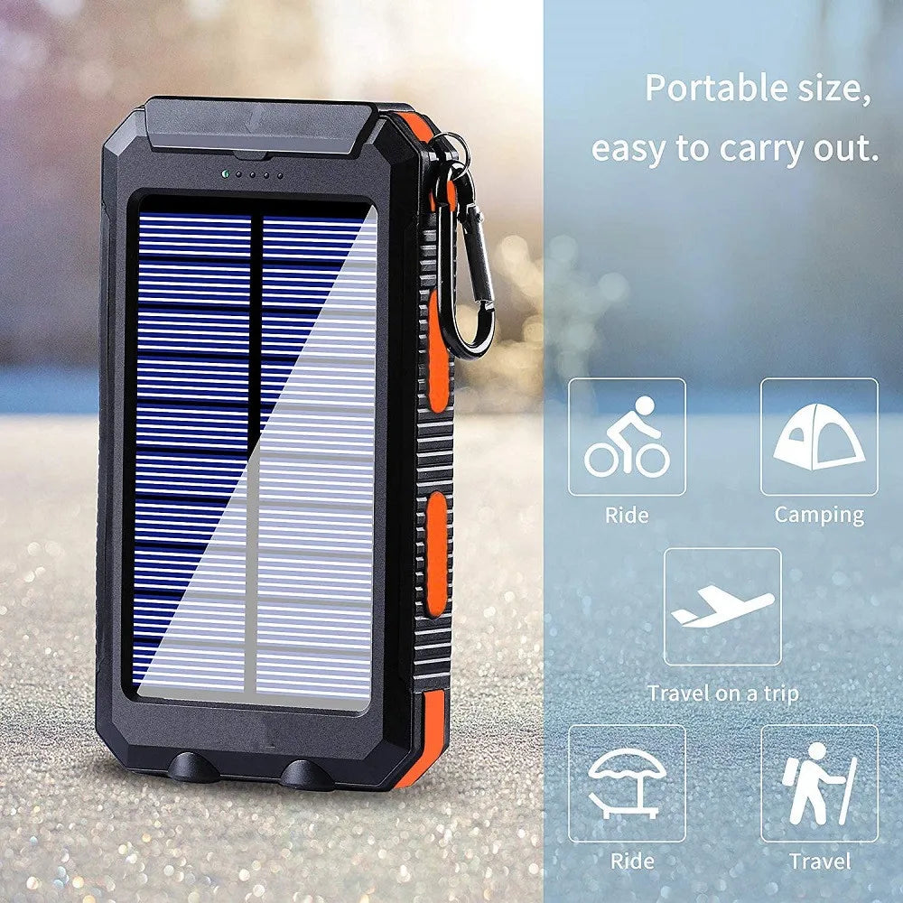Power Bank Solar 80.000mAh | Batería Externa Portátil con Carga Rápida y Linterna LED